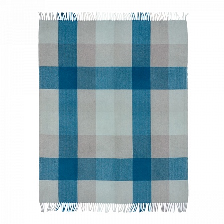 картинка House of Juniper Block Check Herringbone Blanket Natural Teal от магазина  Mykilt