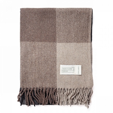 картинка House of Juniper Block Check Herringbone Blanket Natural Taupe от магазина  Mykilt