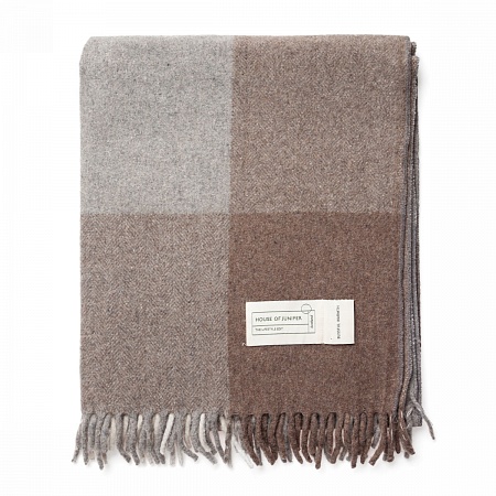 картинка House of Juniper Block Check Herringbone Blanket LIGHT NATURAL от магазина  Mykilt