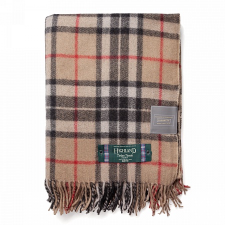 картинка Highland Wool Blend Tartan Blanket THOMSON CAMEL от магазина  Mykilt
