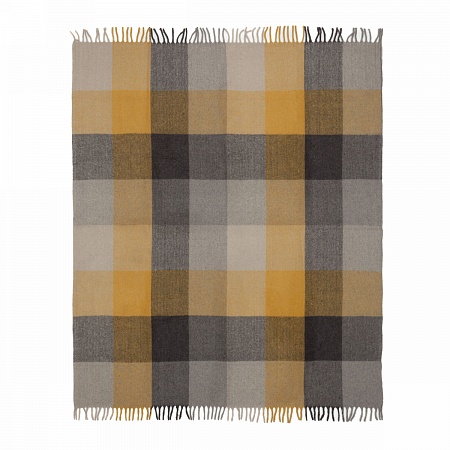 картинка House of Juniper Block Check Herringbone Blanket GREY OCHRE от магазина  Mykilt